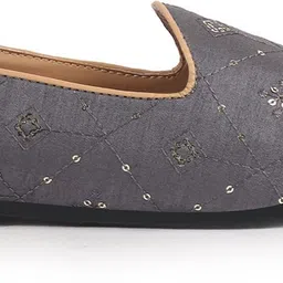fausto Embroidery Sequin Ethnic Slip On Juttis for Wedding|Party Kurta Shoe Mojaris For Women image 5