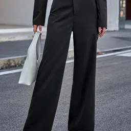 broadstar Women Flared Black Lycra Blend Trousers image 2