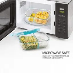 Treo Transparent Hi Borosilicate Clip Fresh Rectangular Divider Container 1000ml image 2