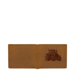 WildHorn Men Tan Brown Printed RFID Protected Genuine Leather Two Fold Wallet image 2