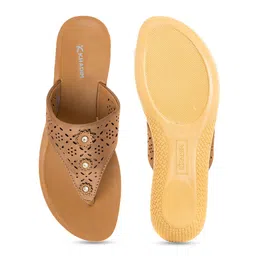 Khadims Laser Cuts Embellished T-Strap Flats image 2