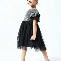 Bella Moda Girls Black Embellished Fit and Flare Dress image 3