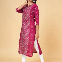 RANGMANCH BY PANTALOONS Ethnic Motifs Printed Panelled Straight Kurta image 4