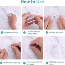 eshopy Self-Adhesive Nail Wall Hooks, No Drilling Waterproof Transparent Wall Hook 10 Hook 10 image 5