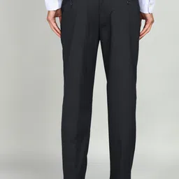 park avenue Men Regular Fit Dark Blue Polyester Trousers image 4