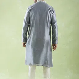 Arihant Rai Sinha Men Ethnic Motifs Yoke Design Regular Thread Work Chanderi Silk Kurta with Churidar image 5