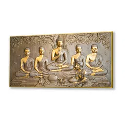 nestroots Canvas Framed Buddha Painting with Disciples Wall Painting image 3