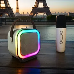 MAHAGURU TRADERS G64_k12 Wireless Karaoke Mic Speaker: K12 with RGB, 5W Bluetooth 10 W Bluetooth Home Audio Speaker image 1