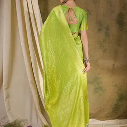 Sangria Ethnic Motif Zari Woven Banarasi Saree with Blouse image 2