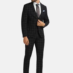 Blackberrys Slim Fit Checked Notched Lapel Collar Single-Breasted Two-Piece Formal Suit image 4