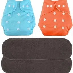 teddyify Baby Reusable Cloth Diaper Nappies (Multicolor) 0 - 2 years [2 Diaper 2 Insert]-picture-24