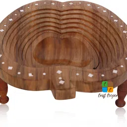 craft cooper Handcrafted Sheesham Wood Apple Shape Spring TrayǀSingle Wood pieceǀFruit Basket Wooden Fruit & Vegetable Basket-picture-24