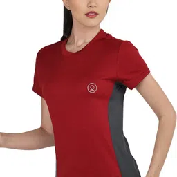 chkokko Women Solid Round Neck Polyester Maroon T-Shirt-picture-23