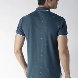 Mast & Harbour Men Navy Blue Printed Polo Collar T-shirt image 4