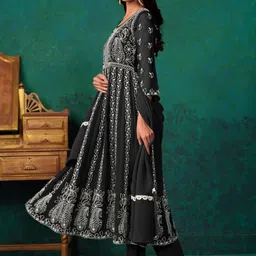 Sangria Georgette Chikankari Embroidery Anarkali Kurta with Trousers and Dupatta image 2
