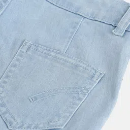 Cherry Crumble Boys Blue Solid Cotton Denim Shorts image 2
