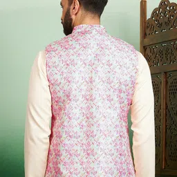 House of Pataudi Woven Design Nehru Jacket image 2