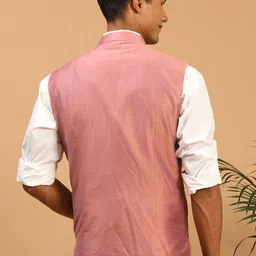 VASTRAMAY Chevron Mirror Work Embroidered Slim-Fit Nehru Jackets image 5