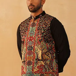 Jompers Printed Velvet Nehru Jacket image 4