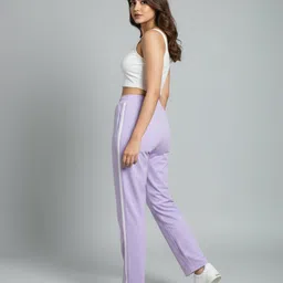 lyno Women Straight Fit Purple Lycra Blend Trousers image 4