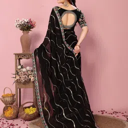 VAIRAGEE Striped Embellished Sequinned Saree image 2