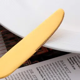oicia Gold Dinner Knives, Breakfast Butter Knife, Table Knives, Butter Spreader knife Stainless Steel Steak Knife Set image 3