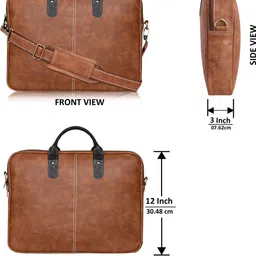 etymoca Tan Color faux leather 10L Office Laptop Bag For Men & Women BG68 Waterproof Messenger Bag-picture-19