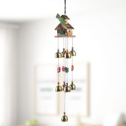 kuber industries Feng Shui Wind Chimes for Balcony, Living Room and Bedroom | Golden Wood Windchime-picture-0