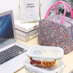 pinkmpire Portable Insulated Small Travel Reusable Tote Picnic Lunch Tiffin Storage Bag Waterproof Lunch Bag image 3