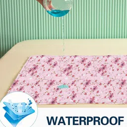 Snugkins Sakura Infants Pink Printed Organic Cotton Mattress Protector image 2