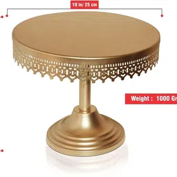 pure source india Decorative Metal Dessert Cupcake Display Cakes Stand 8-inch Round Diameter Gold Plated Cake Server image 3