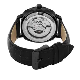 French Connection Men Black Printed Dial & Black Leather Straps Analogue Automatic Motion Powered Watch image 5