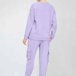 Zeyo Typography Printed Round Neck Sweatshirt With Joggers Co-Ords image 4