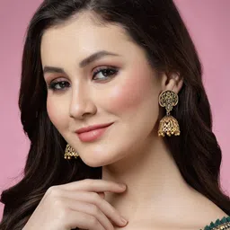 PANASH Gold-Plated Dome Shaped Jhumkas Earrings image 3