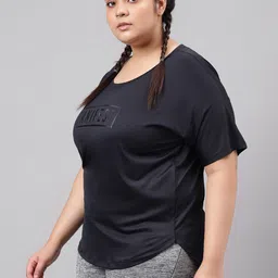 MKH Plus Size Typography Printed Drop Shoulder Sleeves Dri FIT Relaxed Fit  Sports T-shirt image 3