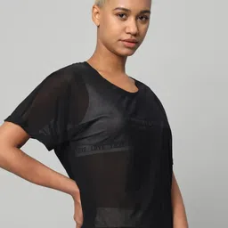 MKH Typography Printed Extended Sleeves Semi Sheer Dri-FIT Pockets Sports T-shirt image 2