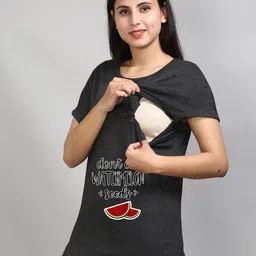 SillyBoom Typographic Printed Extended Sleeves Cotton Lycra Maternity T-shirt image 2