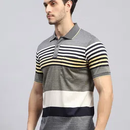 Monte Carlo Striped Polo Collar short Sleeves Pockets Regular Fit Cotton T-shirt image 4