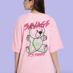 Fabflee Pack 2 Typography Printed Drop-Shoulder Sleeves Oversized Cotton T-shirt image 3