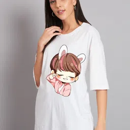 Imsa Moda Graphic Printed Oversized Longline Cotton T-shirt image 5