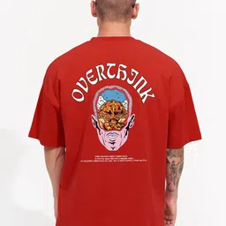 MISCHIEF MONKEY Men Cotton Typography Printed Oversized T-shirt image 4
