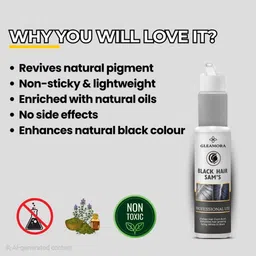 gleamora Hair Sam’s Professional serum for men and women | Instant Natural Black |pack 2 , BLACK image 5