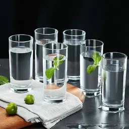 verphx (Pack of 6) Stylish Clear Transparent Multipurpose Drinking Glass | Transparent Long Glass | Highball Glasses | Juice Glass | Plaza Tumbler Glass Set Water/Juice Glass image 2