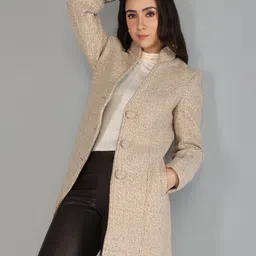honnete 100 % Polyester Solid Coat For Women image 1