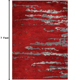 presto Red Abstract Polyester 5 x 7 Feet Machine Made Carpet image 3