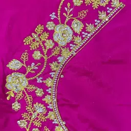 blouseji Unstitched Cotton Silk Blouse Material Embroidered image 4