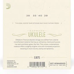 d'addario EJ87S Titanium, 4-String Set, Soprano Ukelele Strings image 3