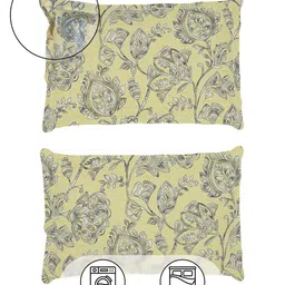 Story@home Arena Cream-Coloured & Grey Printed 180 TC Queen Bedsheet & 2 Pillow Covers image 3