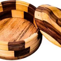 kraftlik handicrafts Wooden Design Casserole for Roti | Kitchen Hot Box for Food Storage Serve Casserole image 4