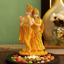 krishnagallery1 Lord Radha Krishan Marble Finish Statue Radha Krishan Murti Love Couple Decorative Showpiece - 28 cm-picture-10